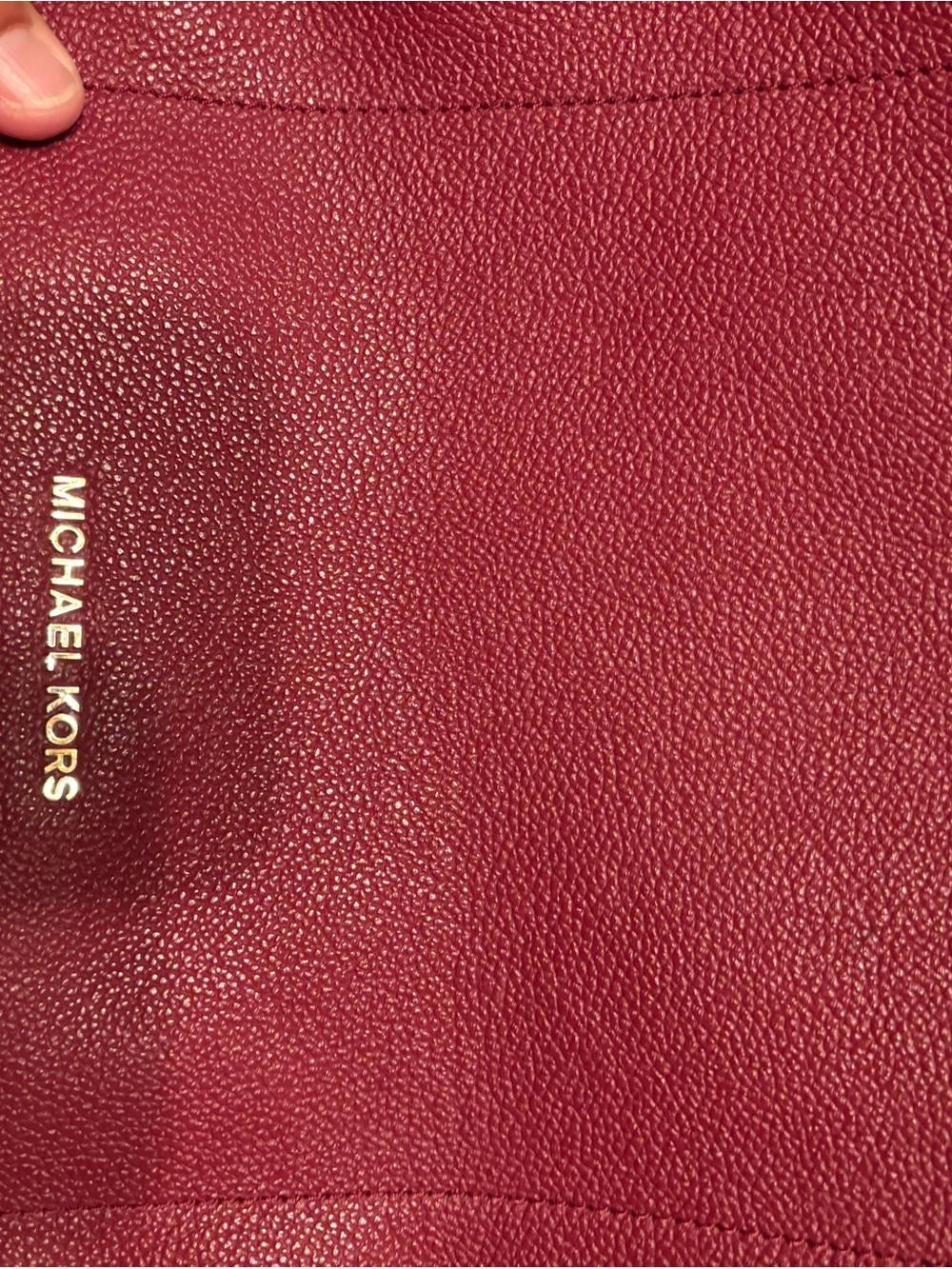 Michael Kors Burgundy Leather Shoulder Bag with Gold Studs - Picture 3 of 5